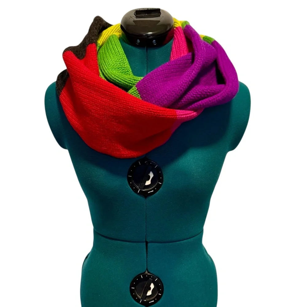 Kate Spade Colorblock 100% Wool Infinity Scarf Multicolor‎